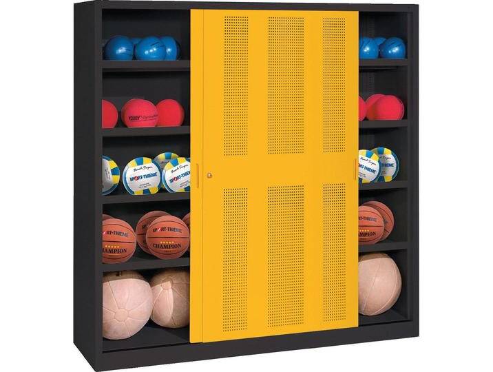 C+P, Aktenschrank, Ballschrank (HxBxT: 195x120x60 cm, mit Lochblech-Schiebetüren, Typ 4) (195 x 120 x 60 cm) von Galaxus