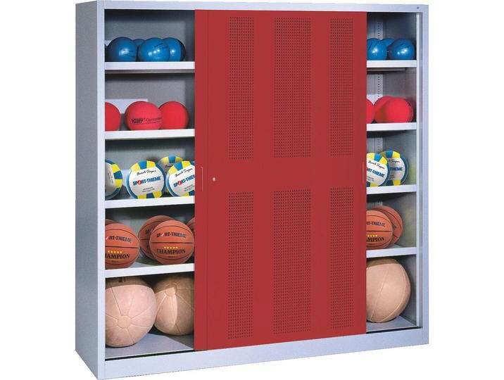 C+P, Aktenschrank, Ballschrank (HxBxT: 195x120x60 cm, mit Lochblech-Schiebetüren, Typ 4) (195 x 120 x 60 cm) von Galaxus