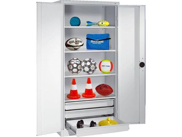 C+P, Aktenschrank, Sportgeräteschrank mit Schubladen (HxBxT: 195x120x50 cm, mit Vollblech-Flügeltüren, Typ 4) von Galaxus