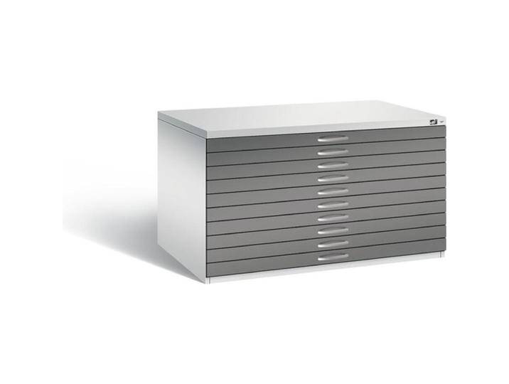 C+P, Aktenschrank, Zeichnungsschrank, DIN A0, 10 Schubladen, Höhe 760 mm, lichtgrau / vulkangrau von Galaxus