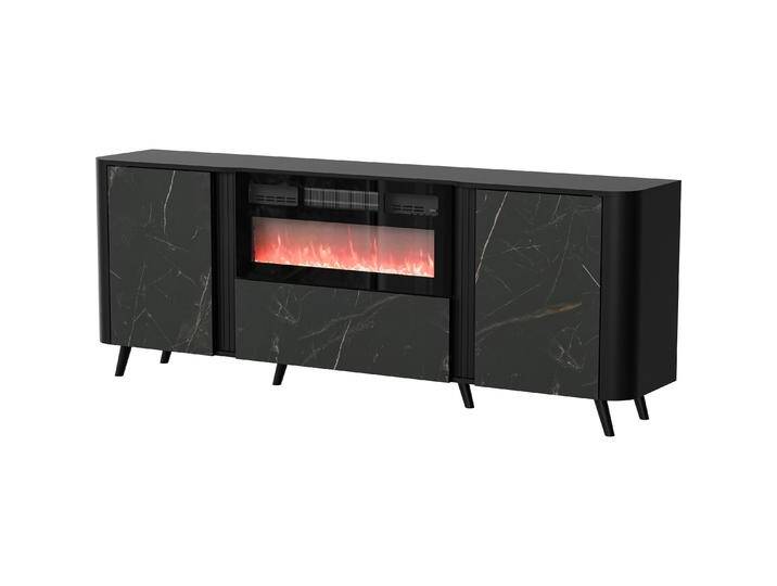 Cama, Kommode + Sideboard, Volare Kommode 200 x 39 x 75 cm schwarz/san sebastian + Kamin (200 x 39 x 75 cm) von Galaxus