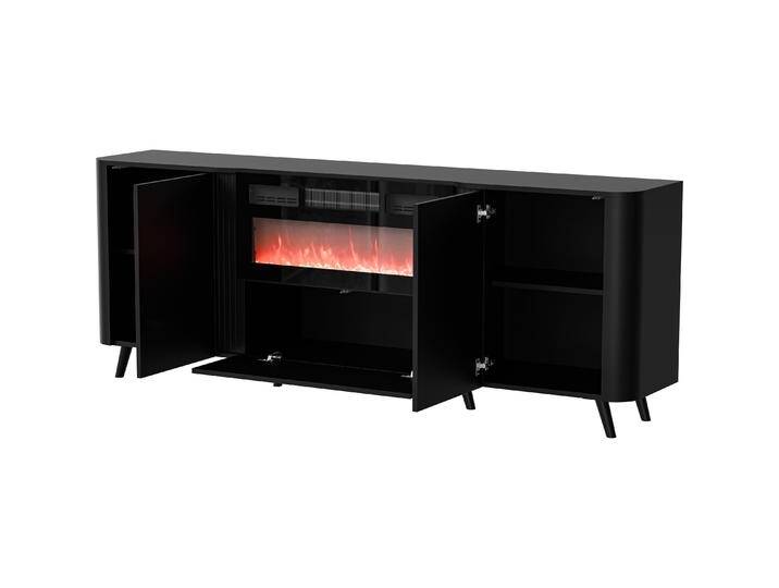 Cama, Kommode + Sideboard, Volare Kommode 200 x 39 x 75 cm schwarz + Kamin (200 x 39 x 75 cm) von Galaxus