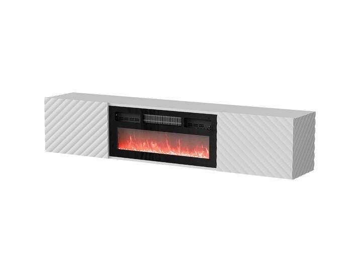 Cama, TV Möbel, RTV Schrank LARA 183x35x37 weiss matt + schwarzer Kamin (183 x 35 x 37 cm) von Galaxus