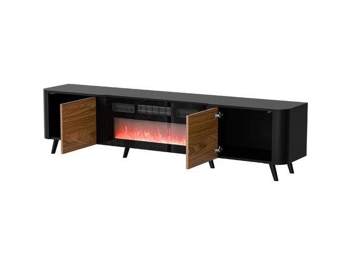 Cama, TV Möbel, Volare RTV Schrank 200 x 39 x 49 cm schwarz/Walnuss + Kamin (200 x 39 x 49 cm) von Galaxus