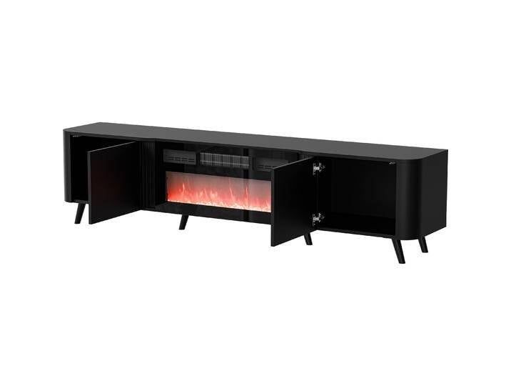 Cama, TV Möbel, Volare RTV Schrank 200 x 39 x 49 mattschwarz + Kamin (200 x 39 x 49 cm) von Galaxus