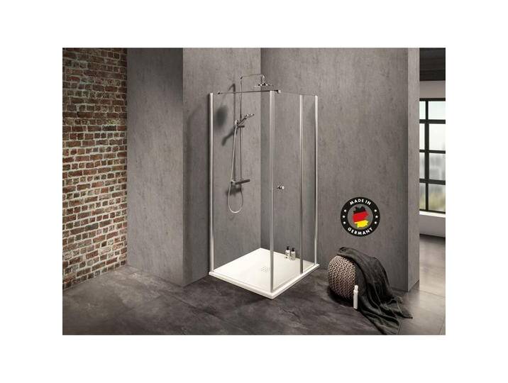 Dusbad, Duschkabine + Duschwand, Duschkabine/ Duschabtrennung 2 Drehtür an Festteil rechts + Duschwand links (Kombination) (75 cm, 75 cm) von Galaxus