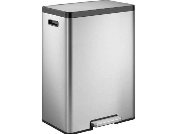 EKO Treteimer EcoCasa Trittmülleimer Edelstahl matt 45 L fingerabdrucksichere Beschichtung, gedämpf, Abfalleimer, Silber von Galaxus
