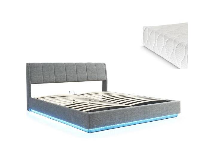 En.Casa, Bett, LED Polsterbett Tröstiar mit Matratze 180x200cm Anthrazit (180 x 200 cm) von Galaxus