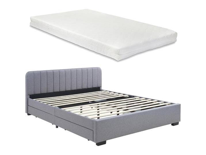 En.Casa, Bett, Polsterbett Nofrenna mit Matratze 160x200 cm Leinen Grau (160 x 200 cm) von Galaxus