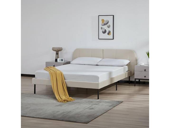 En.Casa, Bett, Polsterbett Porvoo Samt 140x200 cm Beige (140 x 200 cm) von Galaxus
