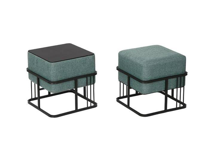 En.Casa, Hocker + Pouf, Multifunktionaler stapelbarer Sitzhocker Tas 2er Set quadratisch Grün von Galaxus
