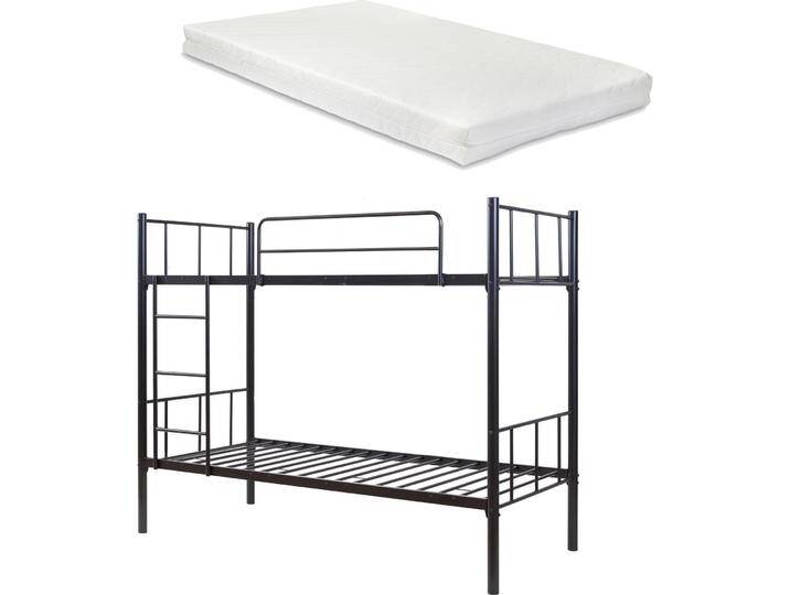 En.Casa, Kinderbett, Metall-Etagenbett Berimma mit 2 Matratzen 90x200 cm Schwarz (90 x 200 cm) von Galaxus