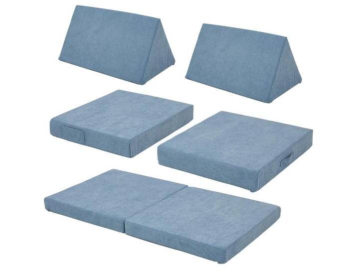 En.Casa, Kinderstuhl + Kindertisch, Spielsofa Norhulta 5-tlg. 120x66x46 cm Cord Blau (Kindersofa) von Galaxus
