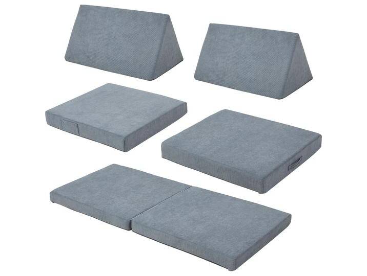 En.Casa, Kinderstuhl + Kindertisch, Spielsofa Norhulta 5-tlg. 150x66x46 cm Cord Grau (Kindersofa) von Galaxus