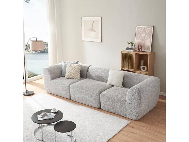 En.Casa, Sofa + Bettsofa, Modular Sofa 3-Sitzer Hurvas Bouclé Grau (3-Sitzer) von Galaxus