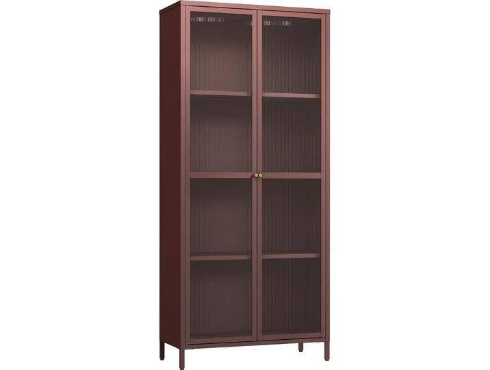 En.Casa, Vitrine + Buffetschrank, Vitrinenschrank Säkylä Stahl 180x80x35 cm Bordeauxrot (180 x 80 x 35 cm) von Galaxus