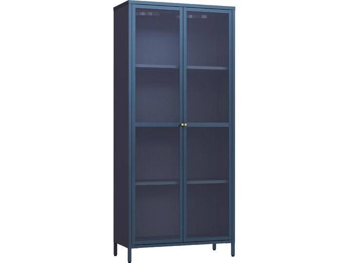 En.Casa, Vitrine + Buffetschrank, Vitrinenschrank Säkylä Stahl 180x80x35 cm Navyblau (180 x 80 x 35 cm) von Galaxus