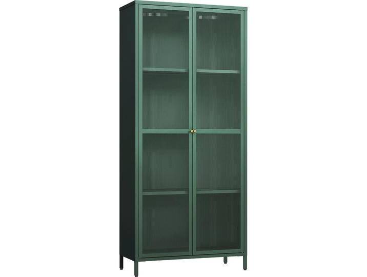 En.Casa, Vitrine + Buffetschrank, Vitrinenschrank Säkylä Stahl 180x80x35 cm Tannengrün (180 x 80 x 35 cm) von Galaxus