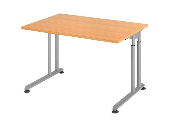 Escritorio, Schreibtisch, Schreibtisch C-Fuss 120x80cm Buche/Silber (120 x 80 cm) von Galaxus