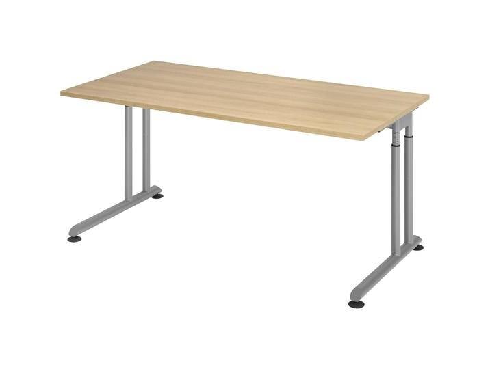 Escritorio, Schreibtisch, Schreibtisch C-Fuss 160x80cm Eiche/Silber (160 x 80 cm) von Galaxus