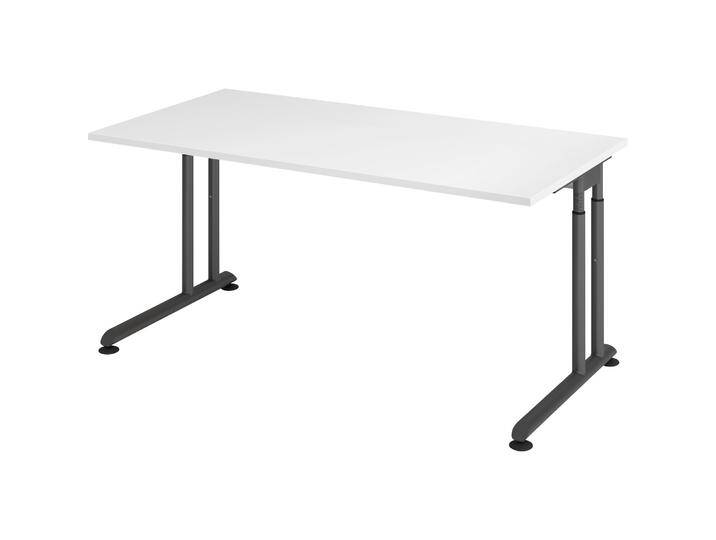 Escritorio, Schreibtisch, Schreibtisch C-Fuss 160x80cm Weiss/Graphit (160 x 80 cm) von Galaxus
