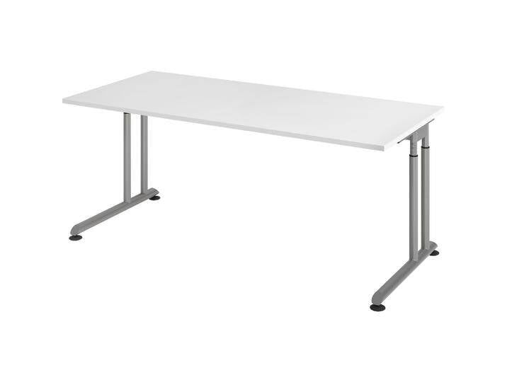 Escritorio, Schreibtisch, Schreibtisch C-Fuss 180x80cm Weiss/Silber (180 x 80 cm) von Galaxus