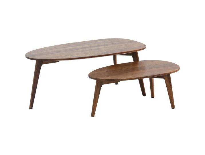 FineBuy, Couchtisch + Beistelltisch, Couchtisch Wohnzimmertisch 2er Set Nierenform Holz Beistelltisch Tisch (100 x 50 x 42 cm) von Galaxus