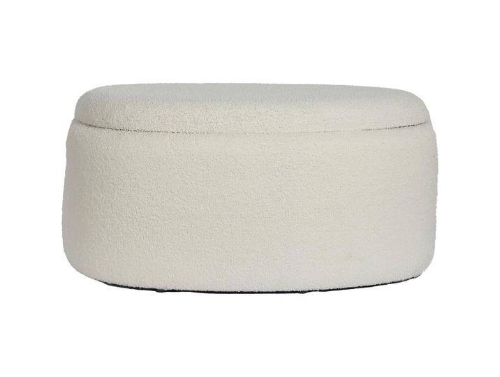 FineBuy, Hocker + Pouf, Sitzhocker Polsterhocker Stoff mit Stauraum oval 81 cm Creme modern von Galaxus