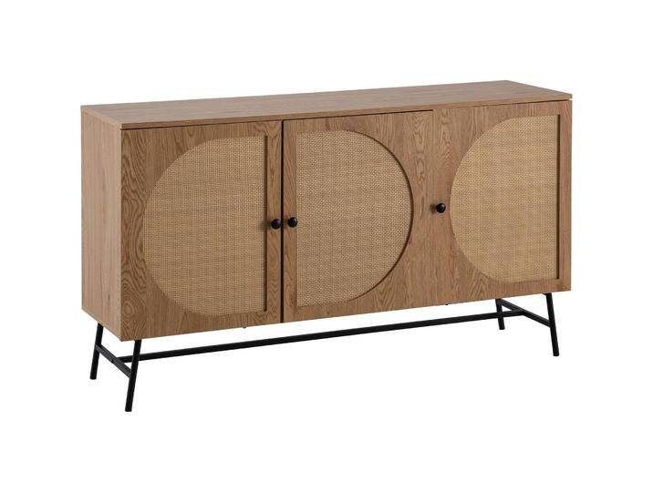 FineBuy, Kommode + Sideboard, Sideboard Anrichte 140 cm Eiche Dekor Kommodenschrank Türen Geflecht (140 x 80 x 39 cm) von Galaxus