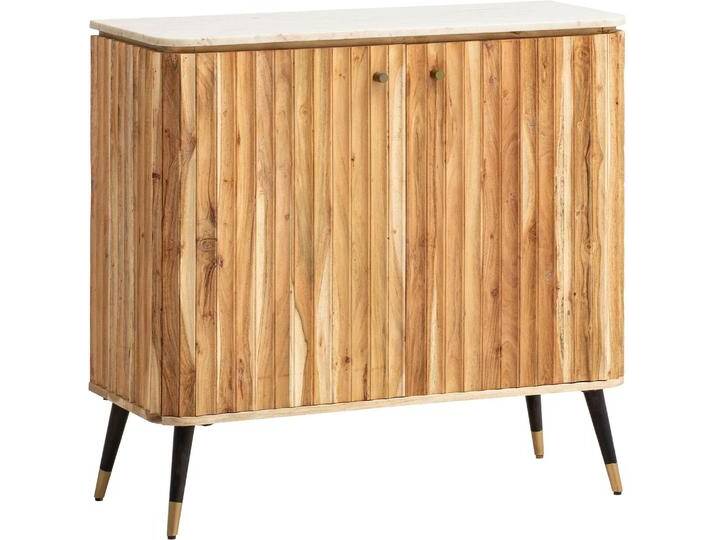 FineBuy, Weinregal, Hausbar Weinschrank Akazie Massivholz Marmor Weinbar Barschrank Buffet (9 Fl.) von Galaxus