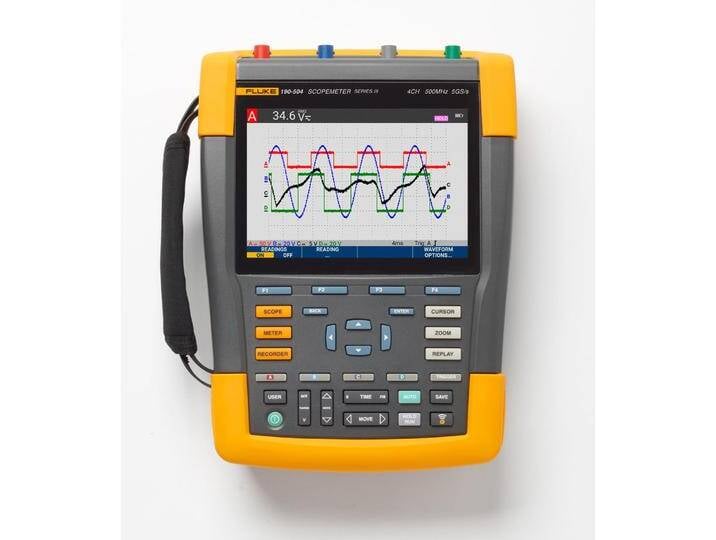 Fluke, Multimeter, 190-504-III Hand-Oszilloskop (Scope-Meter) 500MHz 4-Kanal 5 GSa/s 30 kpts 8 Bit 1 Set (CAT III 1000V, CAT IV 600V) von Galaxus