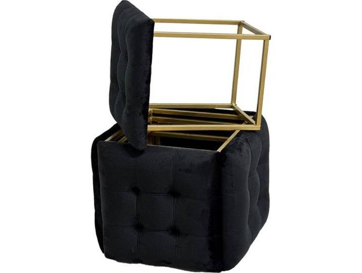 Go Gift, Hocker + Pouf, Puff-Transformer 5in1 - 5 Hocker in 1 Pouffe schwarzer Samt von Galaxus