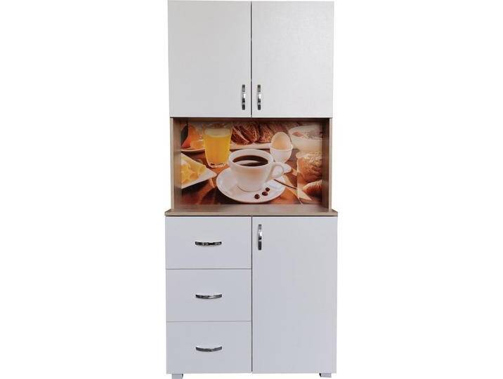 HTI-Living, Regal, Küchenschrank Weiss/Sonoma Blanca Bistro (80 x 180 x 40 cm) von Galaxus