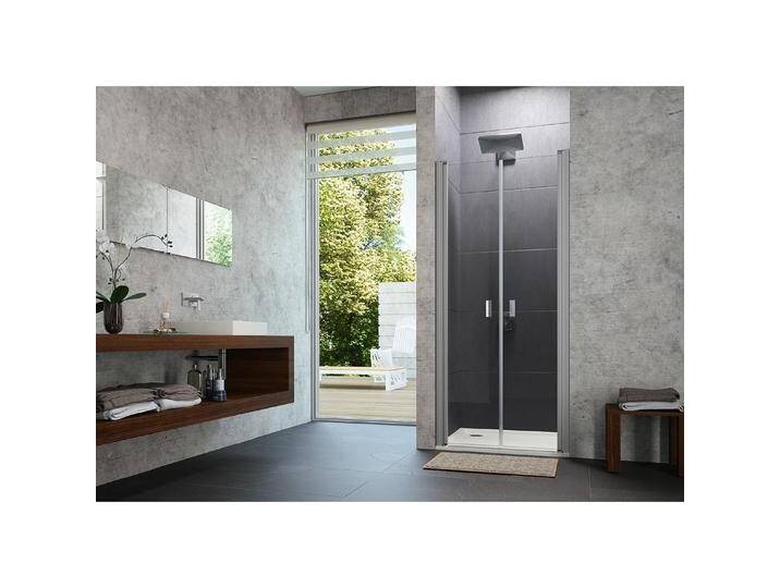 Hüppe, Duschkabine + Duschwand, Design pure 4-Eck Pendeltür in Nische, Breite:98cm Höhe:200cm Anschlag li. & re. (211 cm, 98 cm, 200 cm) von Galaxus