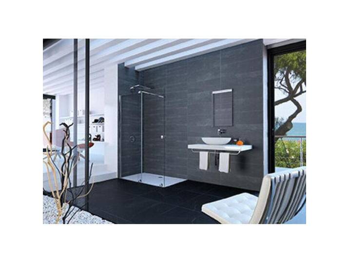 Hüppe, Duschkabine + Duschwand, Xtensa pure Walk-In Gleittür 1teilig, mit festem Segment, Breite:180cm, Anschlag links, Quer (211 cm, 180 cm, 200 cm) von Galaxus