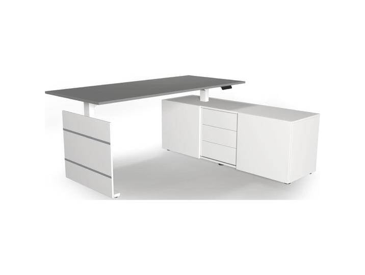 Kerkmann, Schreibtisch, Move 3 elektrisch höhenverstellbarer Schreibtisch grafit, weiss rechteckig, Wangen-Gestell (180 x 80 x 72 cm) von Galaxus