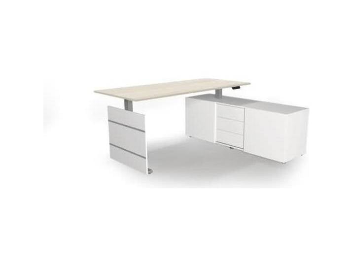 Kerkmann, Schreibtisch, Move 3 höhenverstellbarer Schreibtisch ahorn, weiss rechteckig Wangen-Gestell silber 180,0 (180 x 80 x 72 cm) von Galaxus