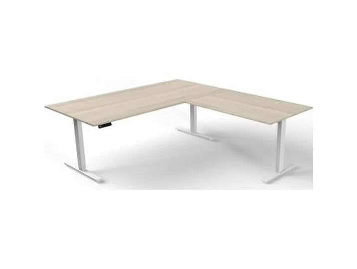 Kerkmann, Schreibtisch, Move 3 höhenverstellbarer Schreibtisch ahorn rechteckig T-Fuss-Gestell weiss 200,0 x 100,0 c (200 x 100 cm) von Galaxus