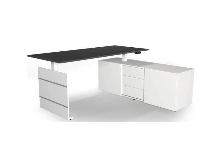Kerkmann, Schreibtisch, Move 3 höhenverstellbarer Schreibtisch anthrazit, weiss rechteckig Wangen-Gestell weiss 180 von Galaxus