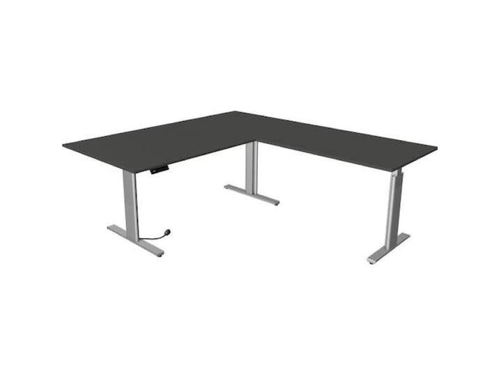 Kerkmann, Schreibtisch, Move 3 höhenverstellbarer Schreibtisch anthrazit L-Form T-Fuss-Gestell silber 200,0 x 100,0 von Galaxus
