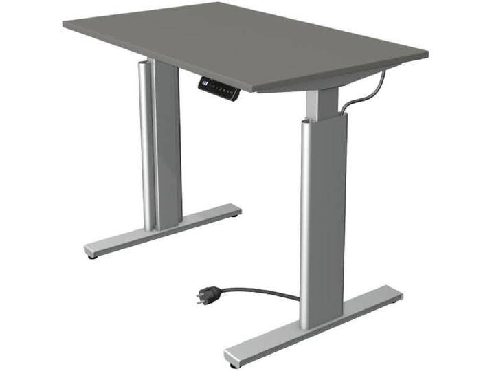 Kerkmann, Schreibtisch, Move 3 höhenverstellbarer Schreibtisch grafit rechteckig T-Fuss-Gestell silber 100,0 x 60,0 (100 x 60 cm) von Galaxus