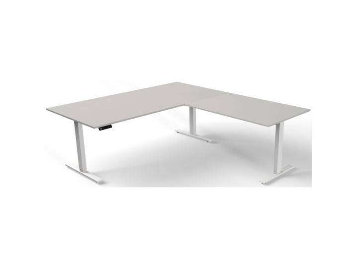 Kerkmann, Schreibtisch, Move 3 höhenverstellbarer Schreibtisch lichtgrau rechteckig T-Fuss-Gestell weiss 200,0 x 100 von Galaxus