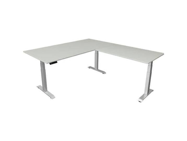 Kerkmann, Schreibtisch, Move 4 elektrisch höhenverstellbarer Schreibtisch lichtgrau rechteckig, T-Fuss-Gestell silbe (200 x 100 cm) von Galaxus