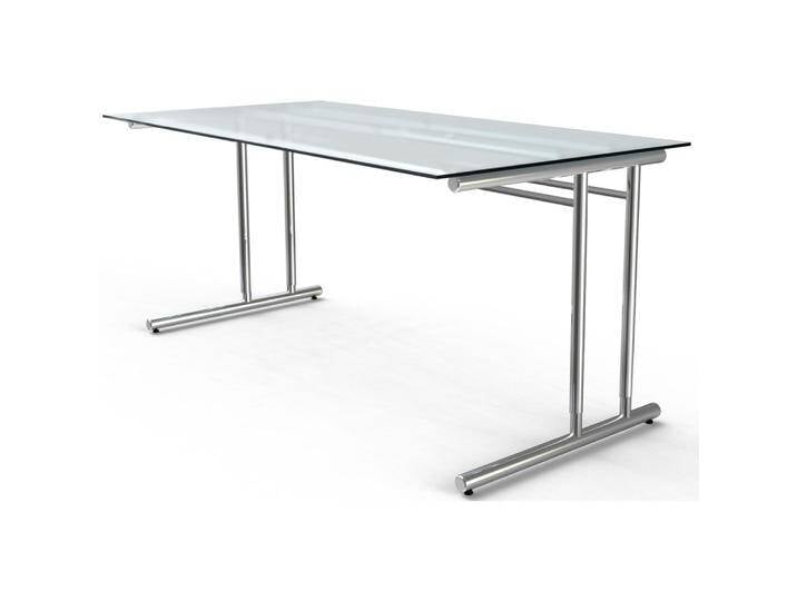 Kerkmann, Schreibtisch, Schreibtisch Milchglas rechteckig C-Fuss-Gestell chrom 160,0 x 80,0 cm von Galaxus
