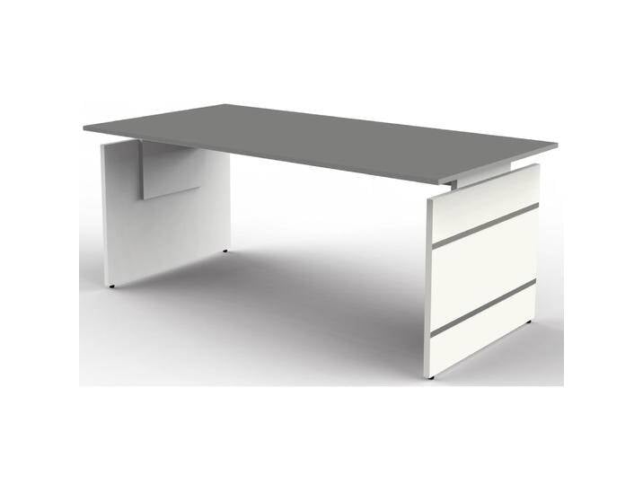 Kerkmann, Schreibtisch, höhenverstellbarer Schreibtisch grafit rechteckig, Wangen-Gestell weiss 180,0 x 80,0 cm (180 x 80 cm) von Galaxus