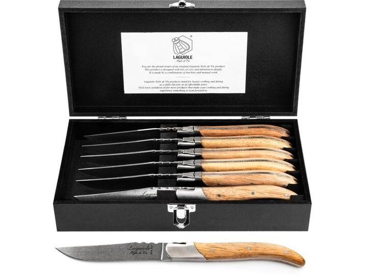 Laguiole Laguiolstil de Vie Steak Messer Set Luxuslinie - 6 -Stück - Oak - Stonewash, Besteck, Braun Laguiole Laguiolstil de Vie Steak Messer Set Luxuslinie - 6 -Stück - Oak - Stonewash, Besteck, Braun von Galaxus