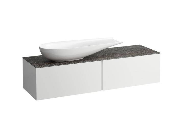 Laufen, Waschtischkonsole, Il Bagno Alessi Schubladenelement, 1 Hahnloch, Steinplatte Marrone Naturale, Ausschnitt links von Galaxus