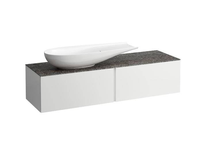 Laufen, Waschtischkonsole, Il Bagno Alessi Schubladenelement, 1 Hahnloch, Steinplatte Marrone Naturale, Ausschnitt links von Galaxus