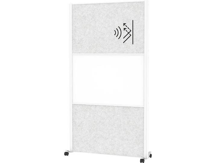 Maul, Trennwand, Akustik-Trennwand MAULconnecto 9613102 hellgrau, weiss 100,0 x 182,0 cm mit Rollen (100 x 182 cm) von Galaxus