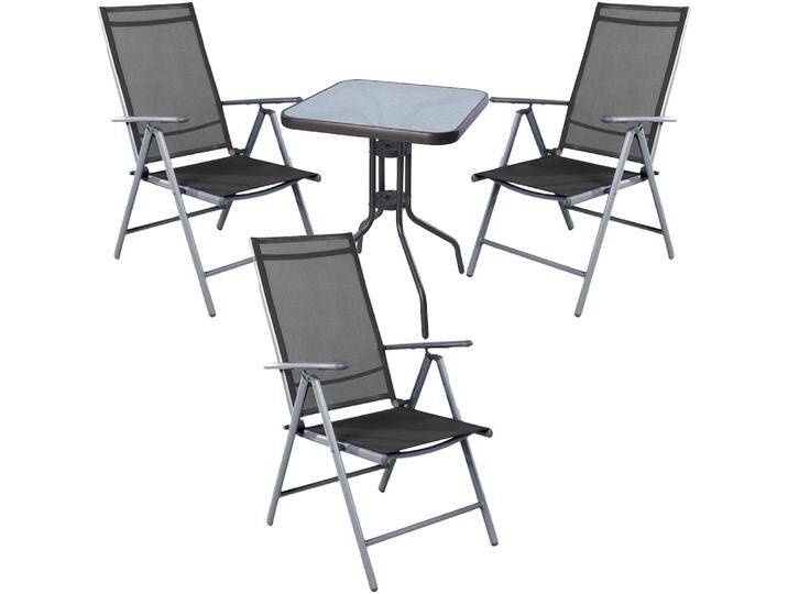 Mojawo, Gartentisch + Balkontisch, 4-tlg Bistro Garnitur Bistromöbel Klappstuhl Sitzgruppe Hochlehner (60 cm) von Galaxus